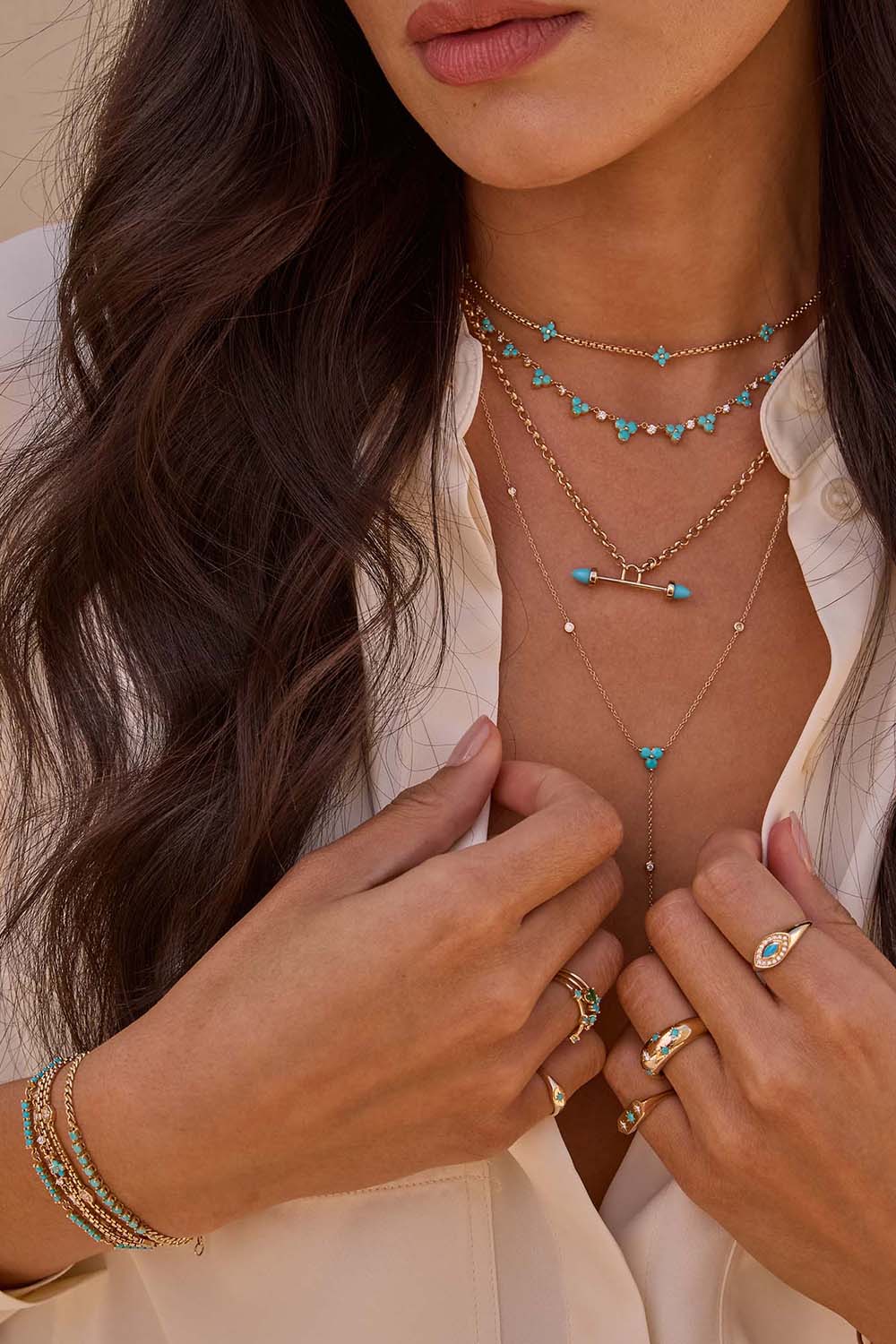 Turquoise Diamond Trios Necklace