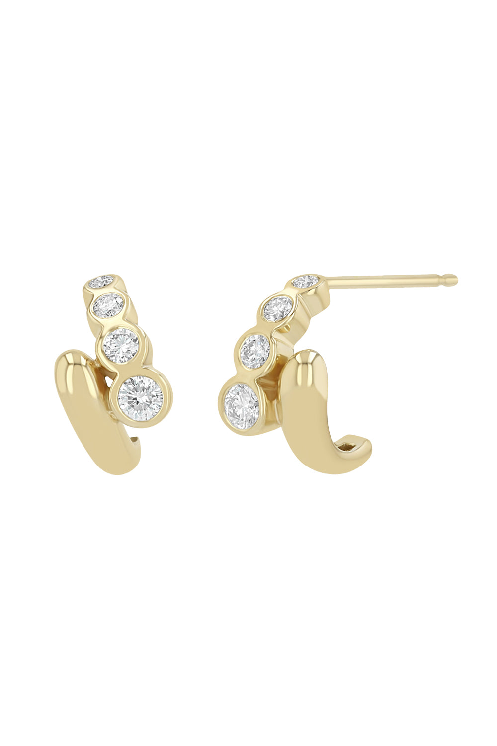 Diamond Overalap Huggie Hoop Earrings