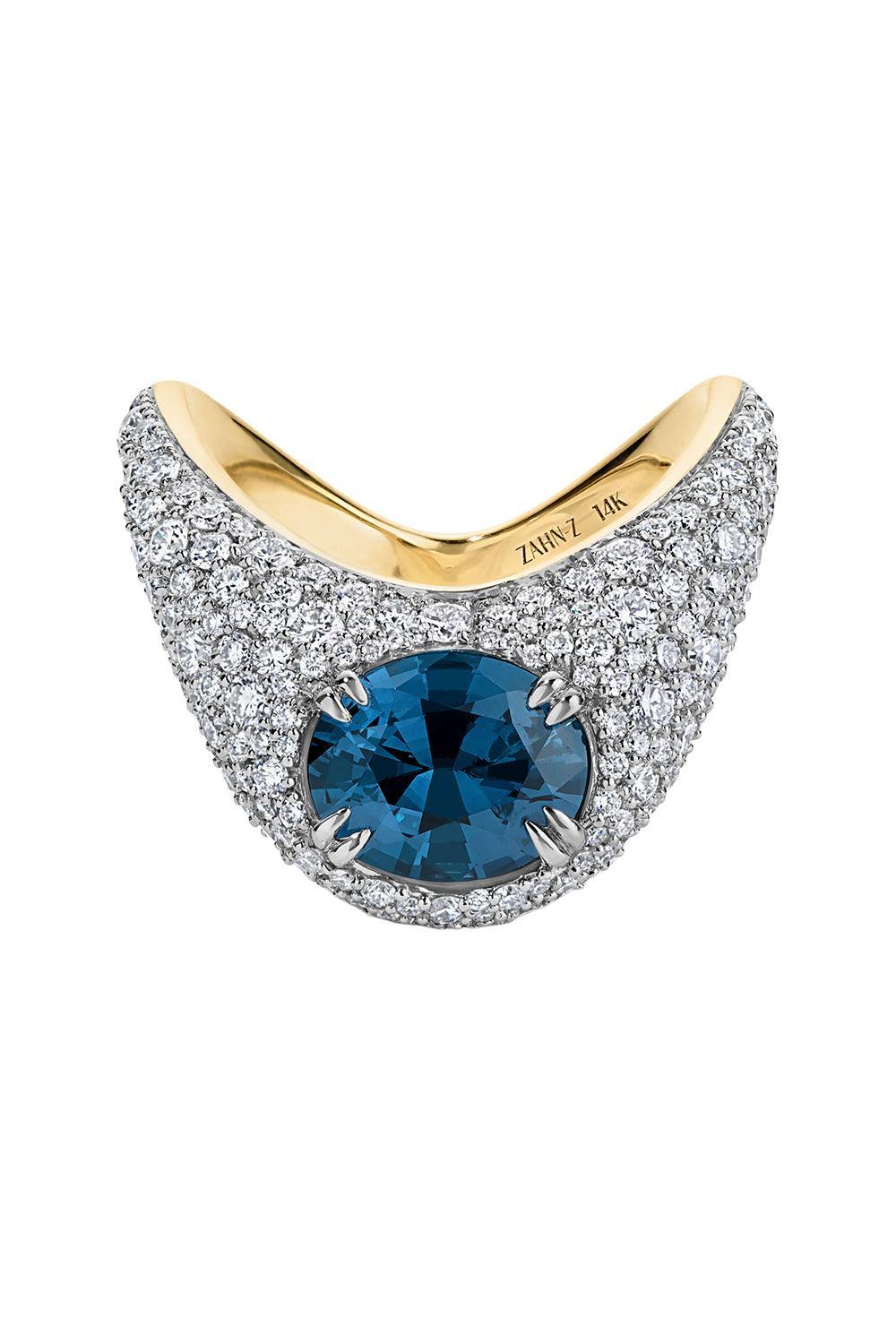 Queen Cobalt Spinal Ring-YELLOW GOLD-6.5-JEWELRYFINE JEWELRING-ZAHN-Z