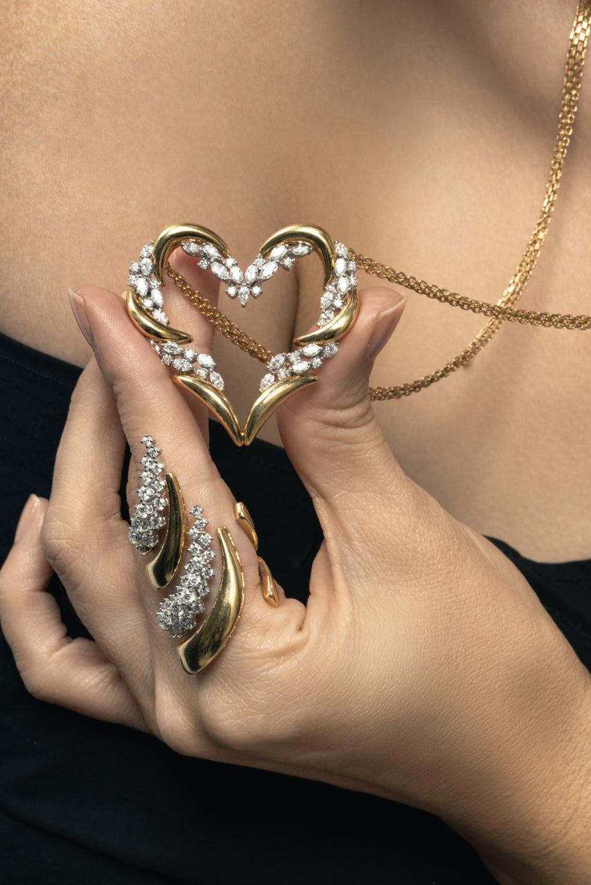 Diamond Strada Heart Necklace-YELLOW GOLD-JEWELRYFINE JEWELNECKLACE O-YEPREM