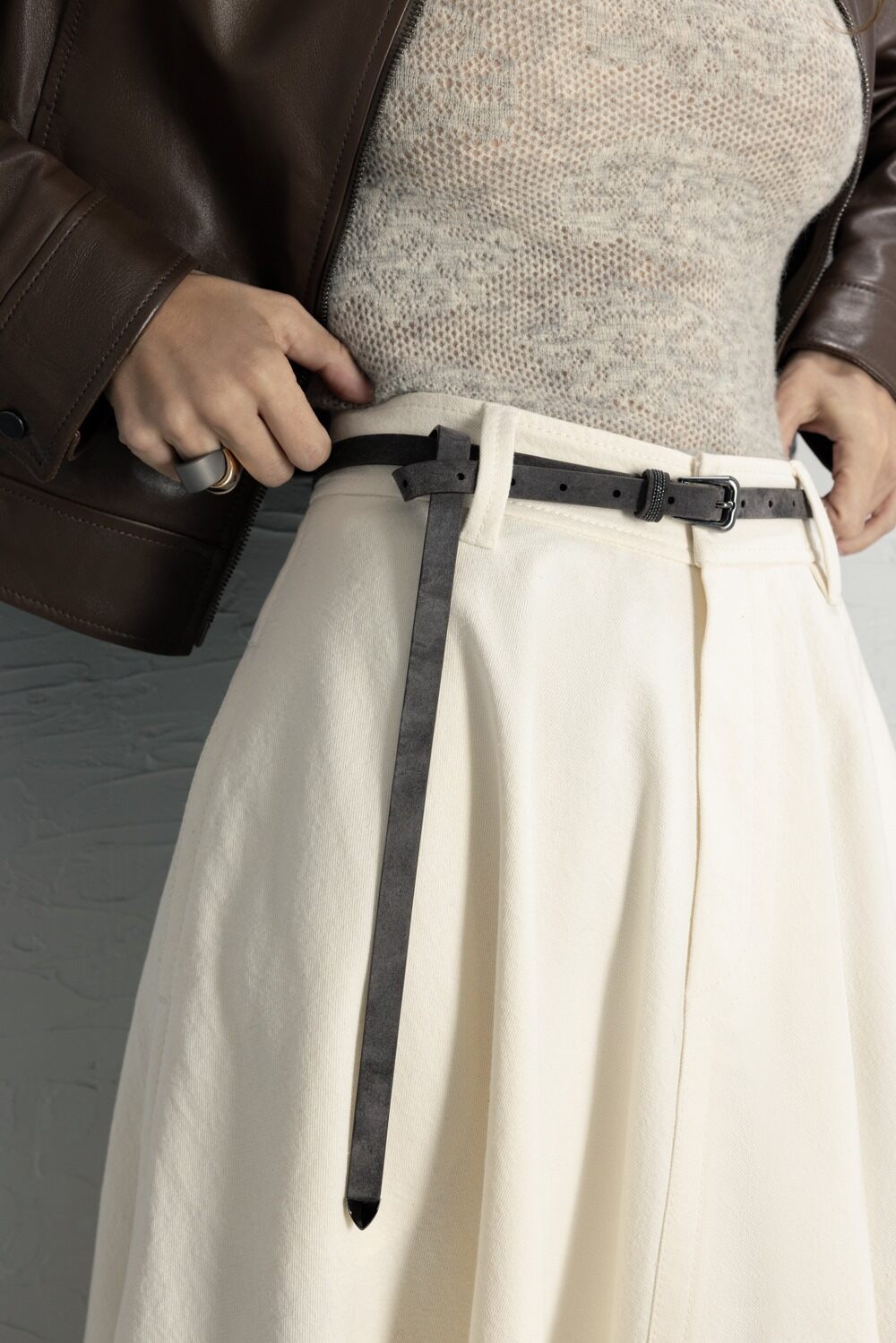 Mini Frame Buckle Belt-BROWN-XS-ACCESSORIEBELTS-BRUNELLO CUCINELLI