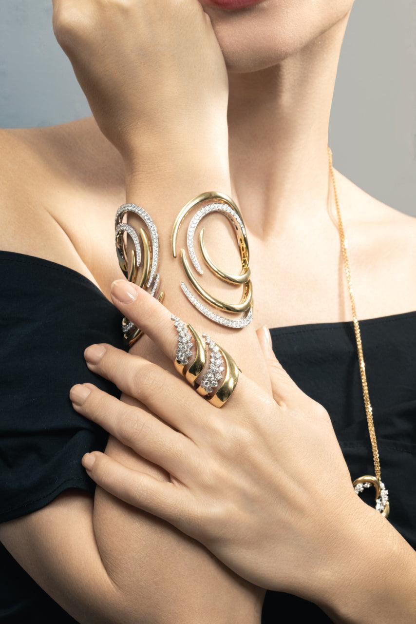 Diamond Round Stackable Strada Ring-YELLOW GOLD-6-JEWELRYFINE JEWELRING-YEPREM