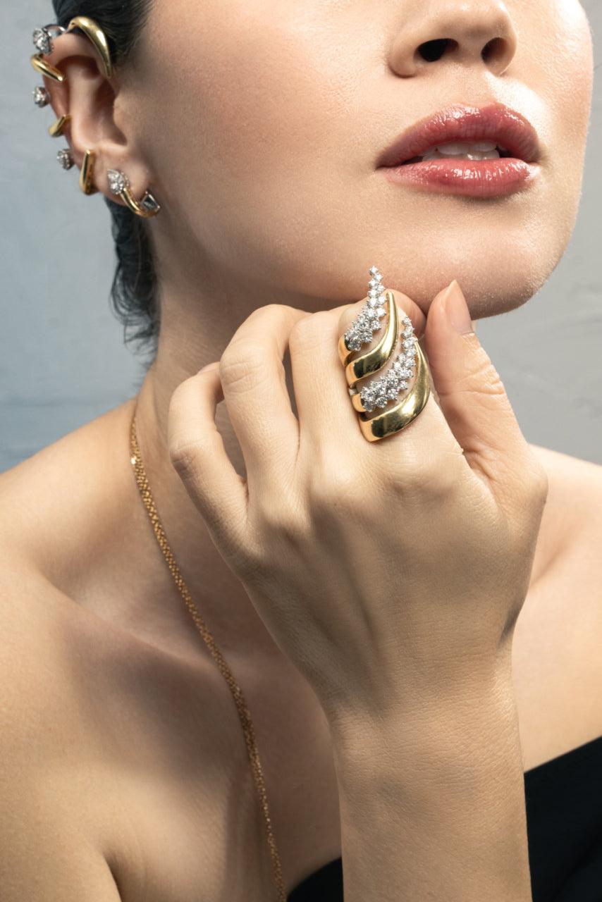 Diamond Round Stackable Strada Ring-YELLOW GOLD-6-JEWELRYFINE JEWELRING-YEPREM