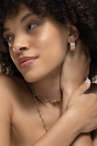 Diamond Wide Huggie Earring-YELLOW GOLD-JEWELRYFINE JEWELEARRING-COOMI