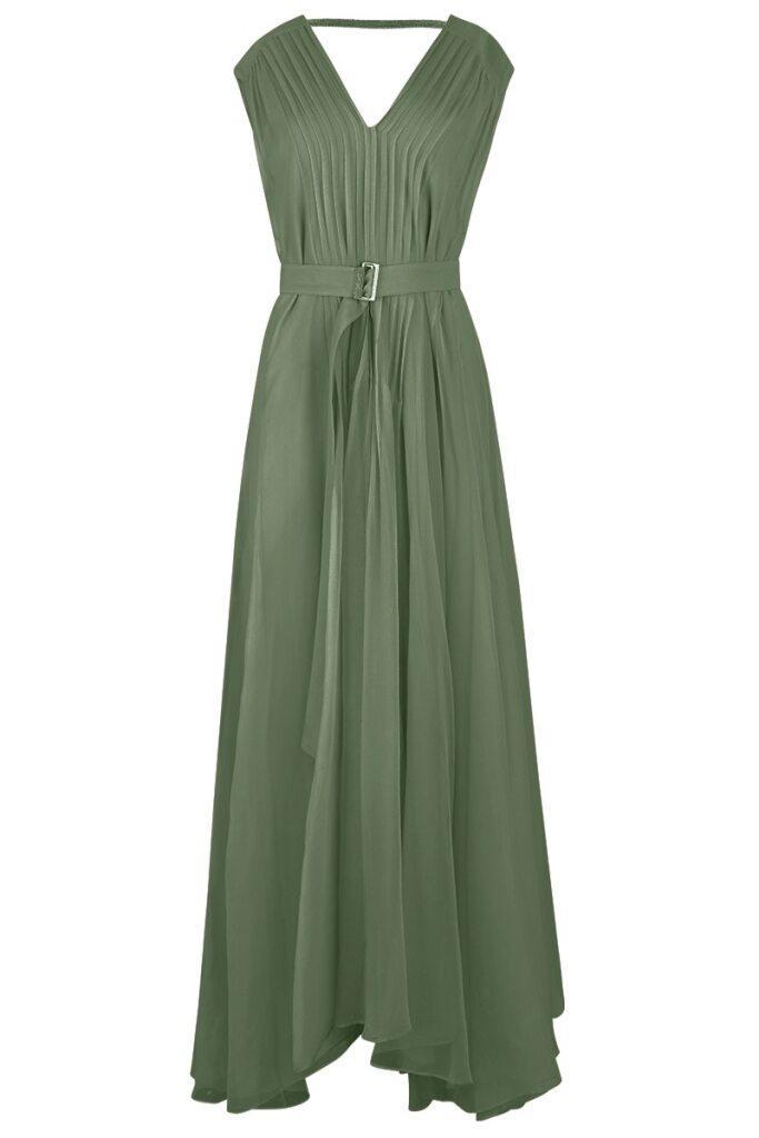 Crispy Volume Dress-GREEN-S-CLOTHINGDRESSCASUAL-BRUNELLO CUCINELLI