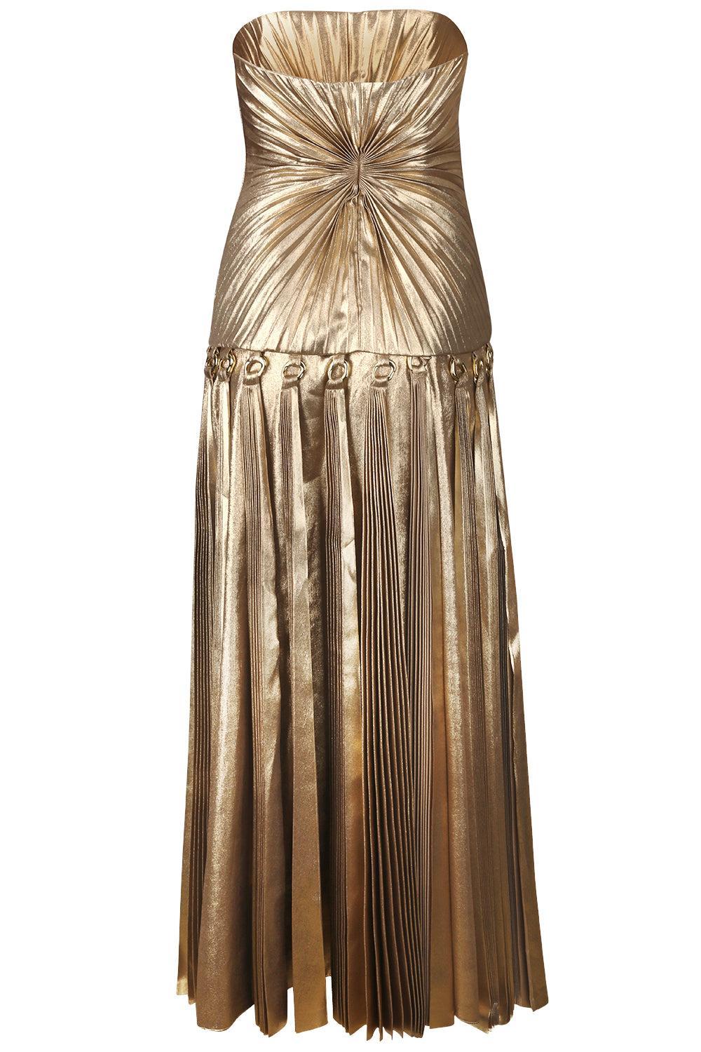 Acler Women's Fintry Metallic Pleated Gown - Gold