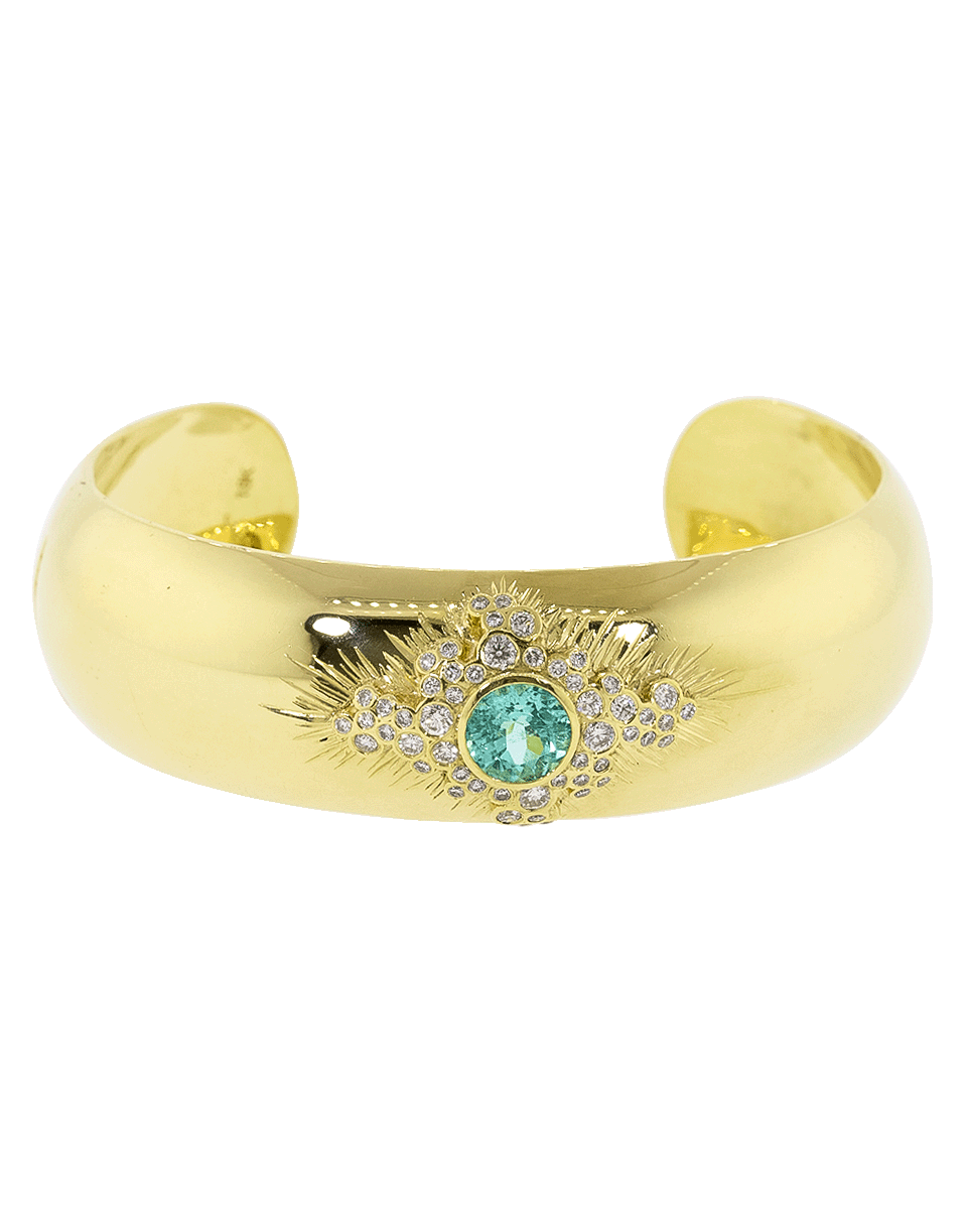 ADAM FOSTER-Paraiba Tourmaline And Diamond Cuff-YELLOW GOLD