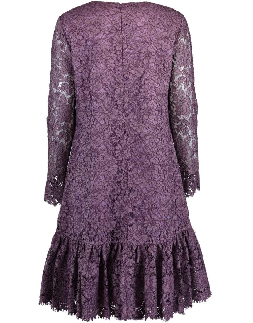 ADAM LIPPES-Corded Lace Amethyst Long Sleeve Ruffle Hem Dress-