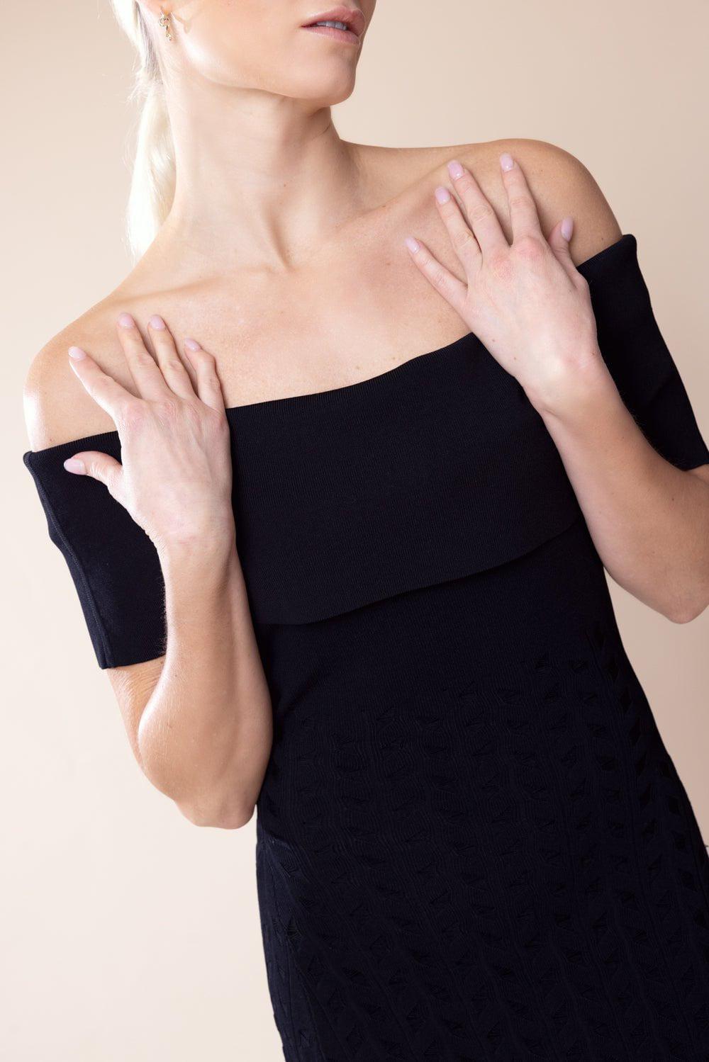 ADAM LIPPES-Bardot Dress-BLACK