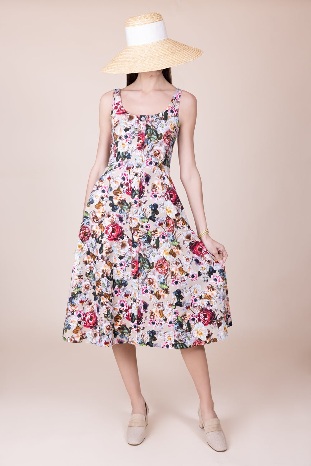 ADAM LIPPES-Amelia Dress - Khaki Floral-