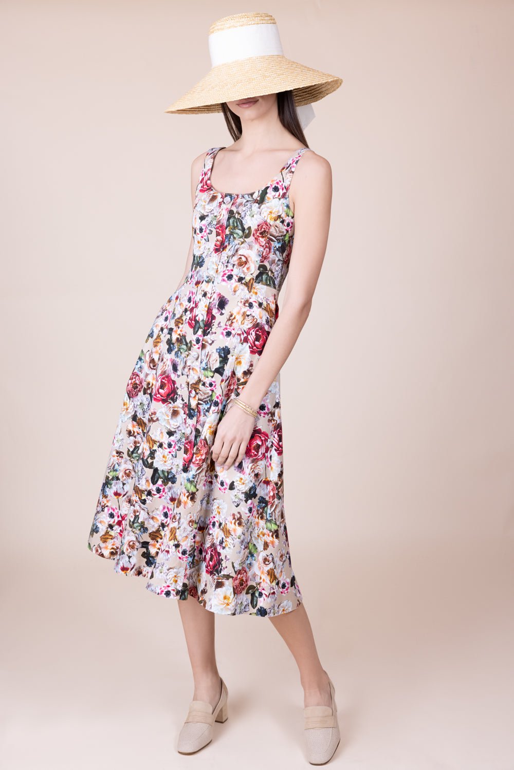 ADAM LIPPES-Amelia Dress - Khaki Floral-