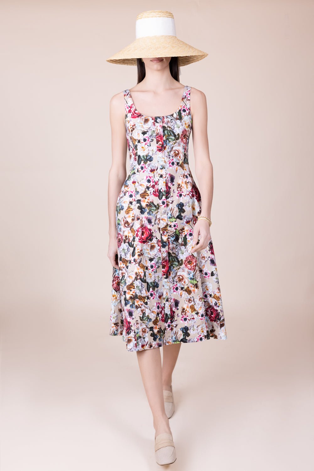 ADAM LIPPES-Amelia Dress - Khaki Floral-
