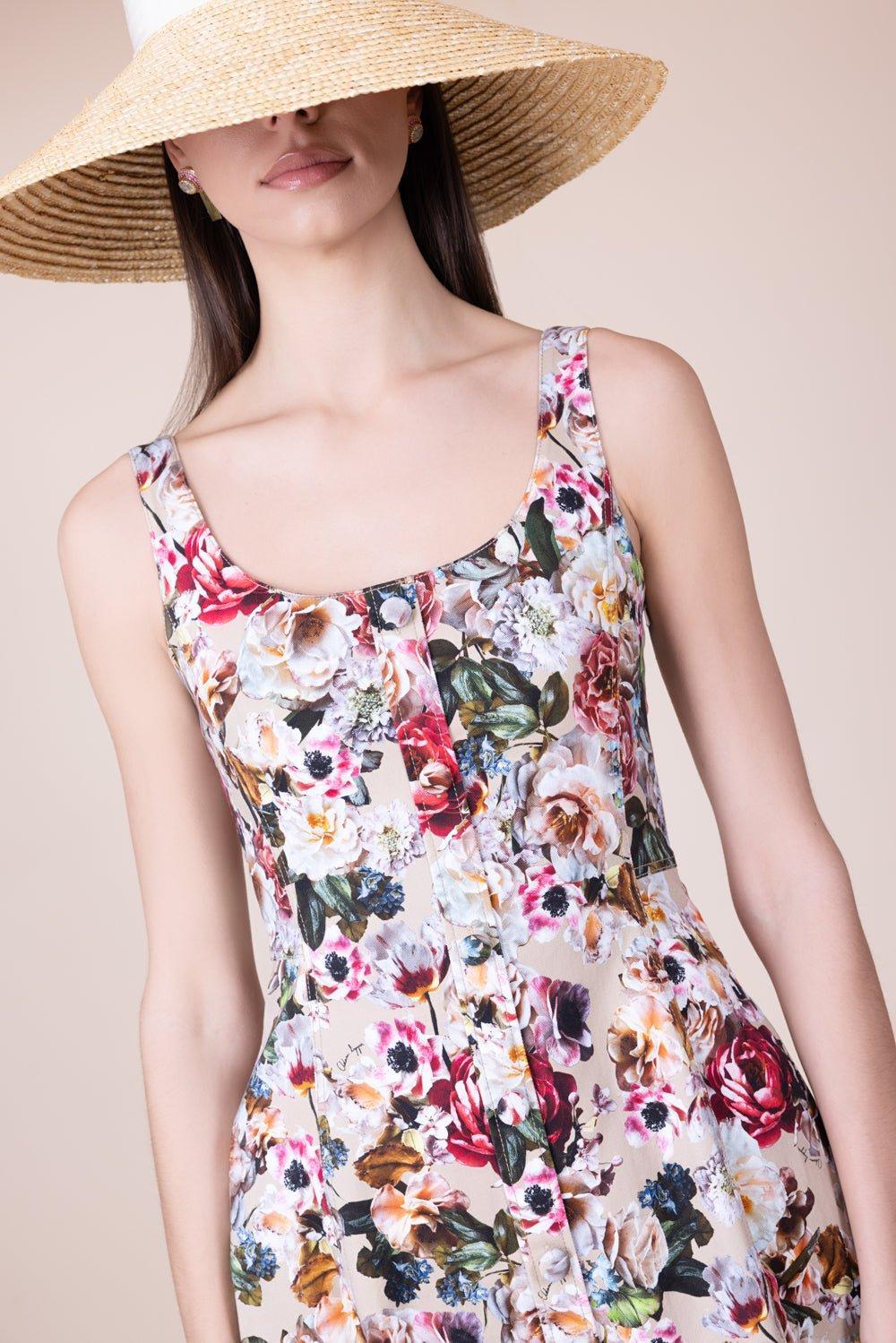 ADAM LIPPES-Amelia Dress - Khaki Floral-
