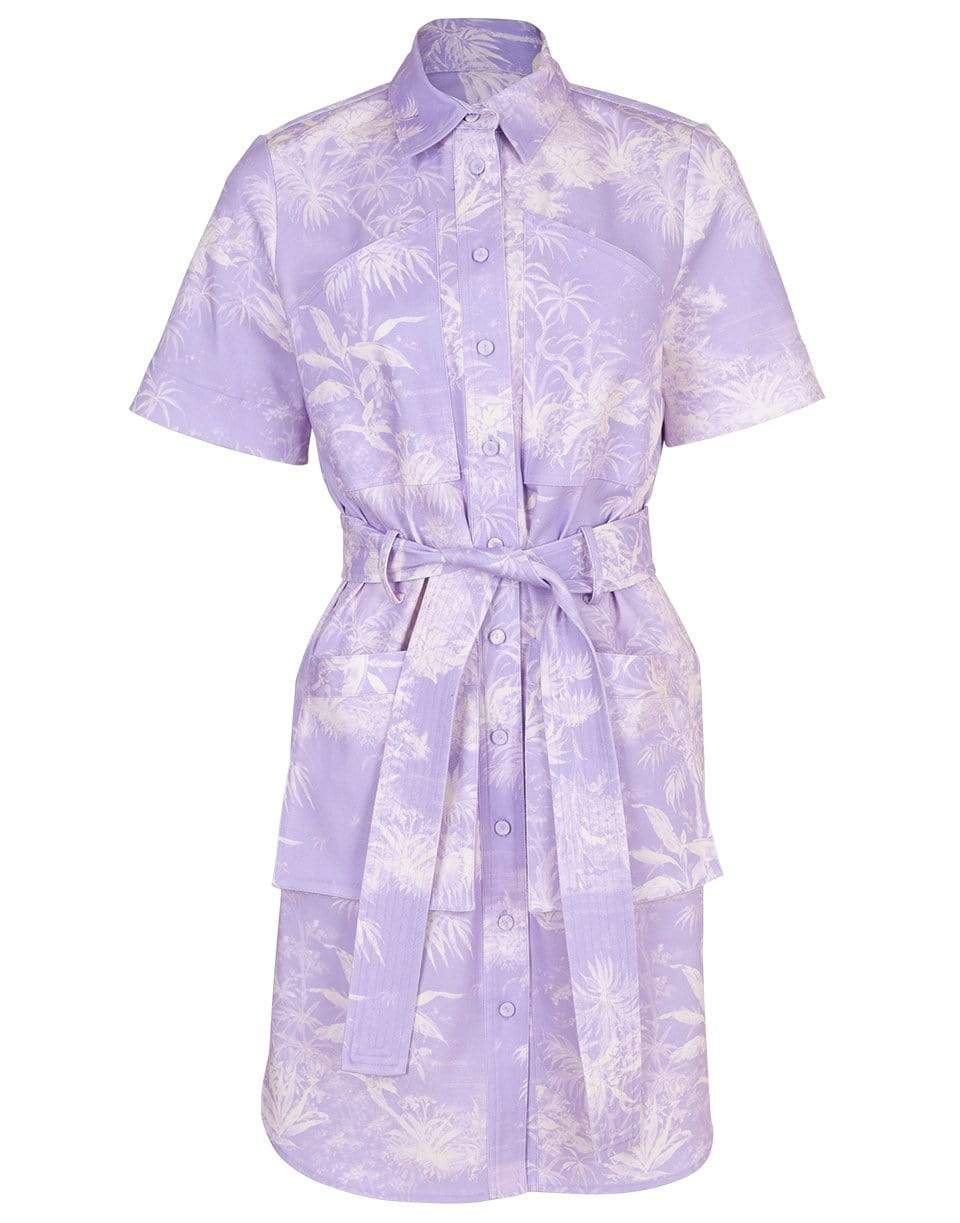 ADAM LIPPES-Print Twill Belted Shirt Dress-