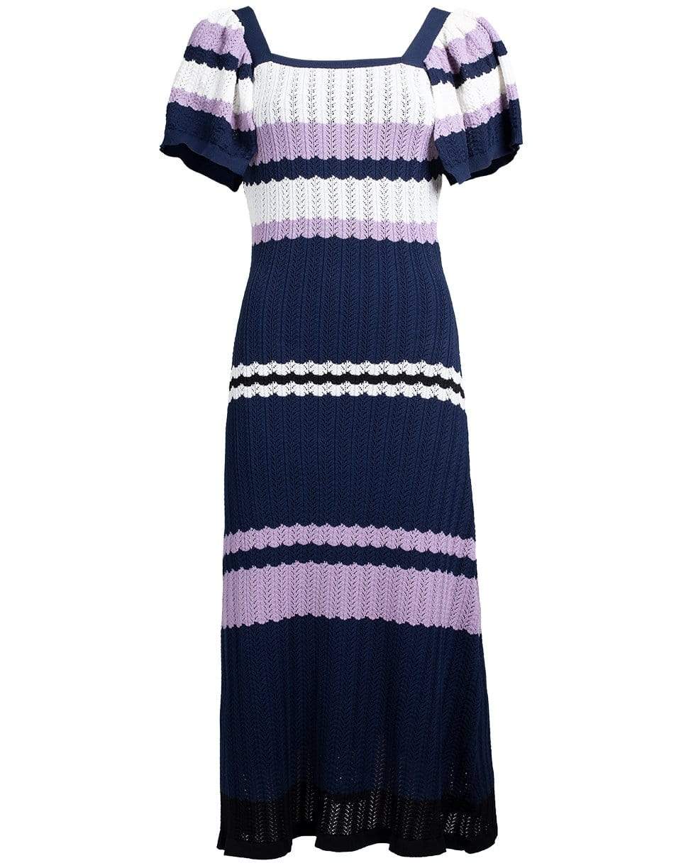 ADAM LIPPES-Flounce Sleeve Striped Knit Dress-