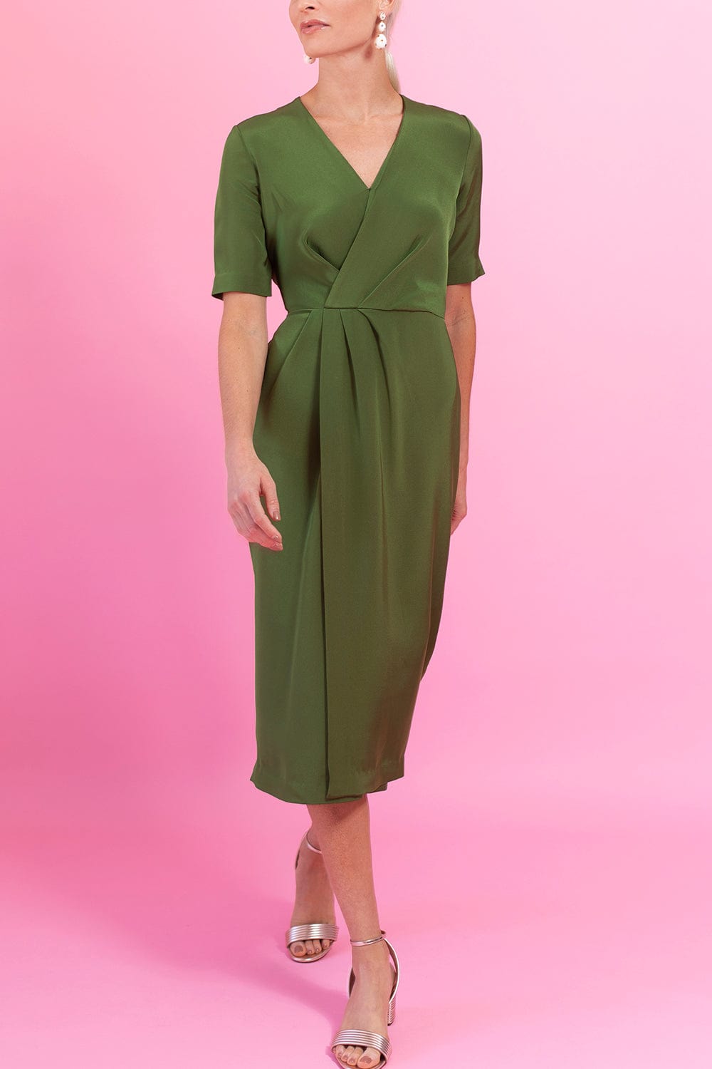 ADAM LIPPES-Short Sleeve Draped Dress-