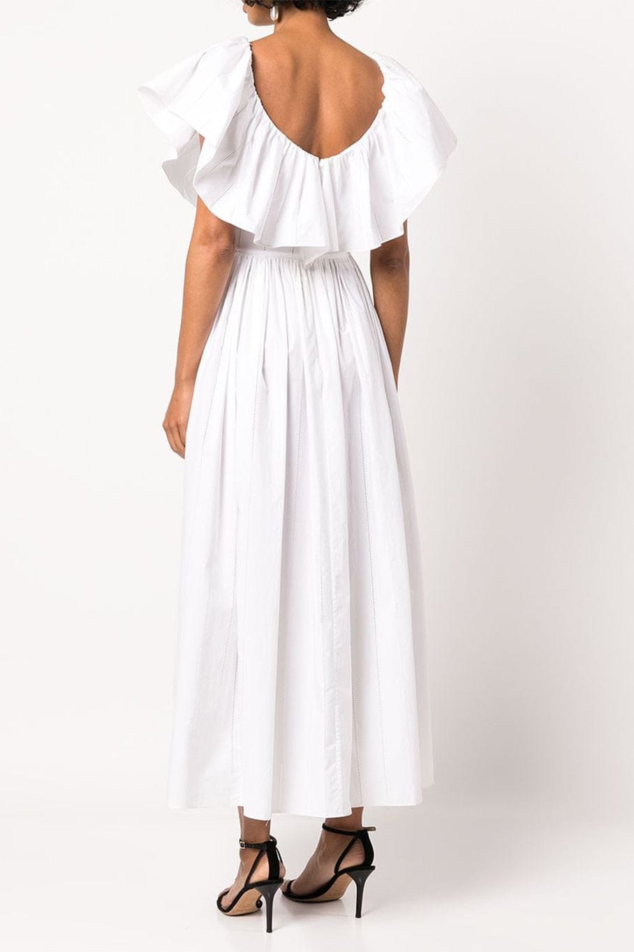 ADAM LIPPES-Ruffled V Neck Midi Dress-