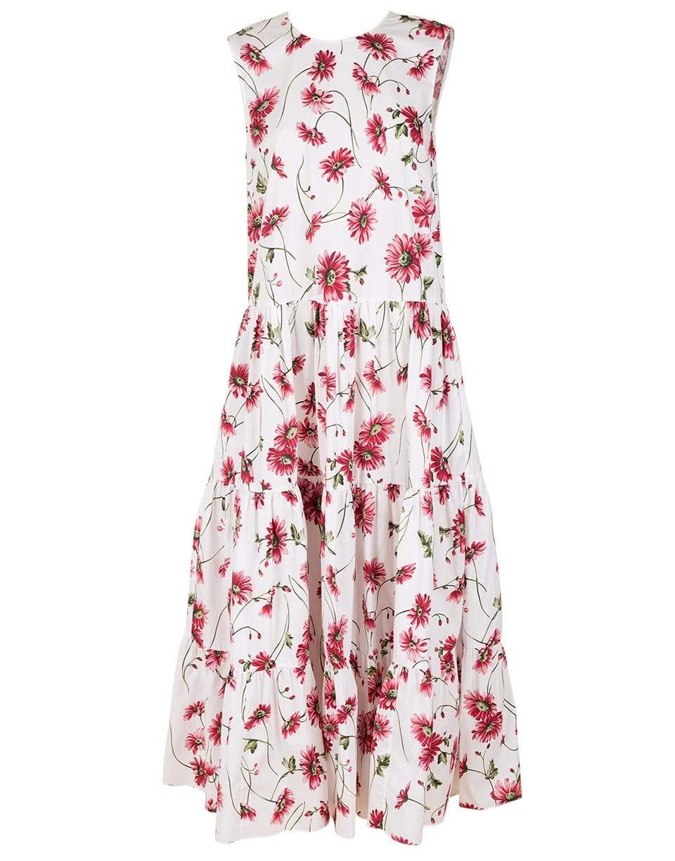 ADAM LIPPES-White Daisy Sleeveless Tiered Maxi Dress-