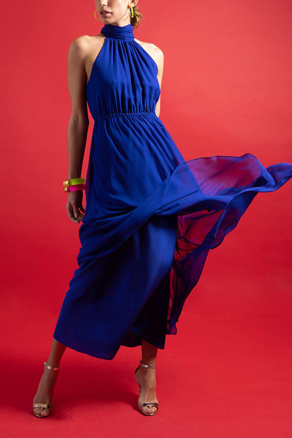 ADAM LIPPES-Halter Tie Neck Dress-