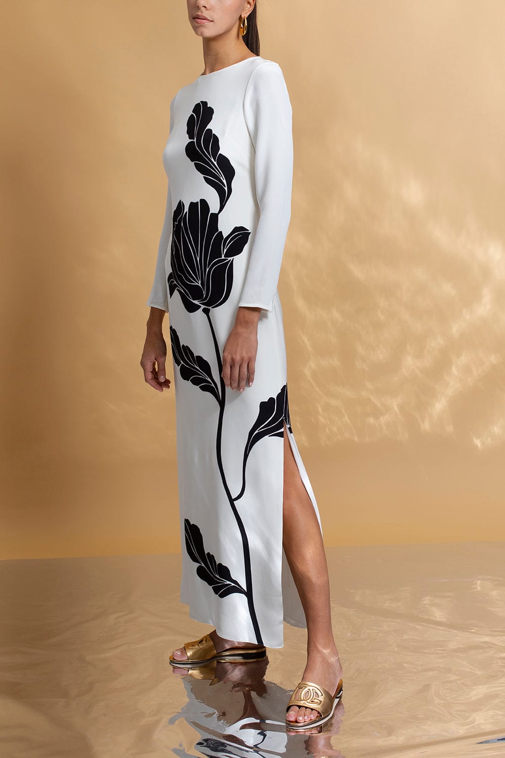 ADAM LIPPES-Long Sleeve Column Dress-