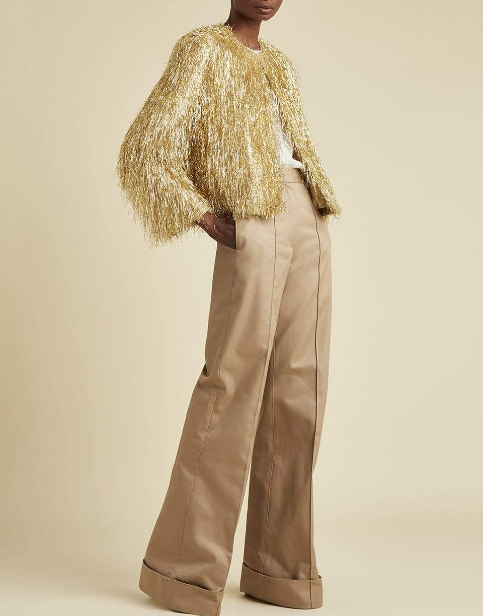 ADAM LIPPES-Lurex Fringe Crewneck Chubby Jacket-
