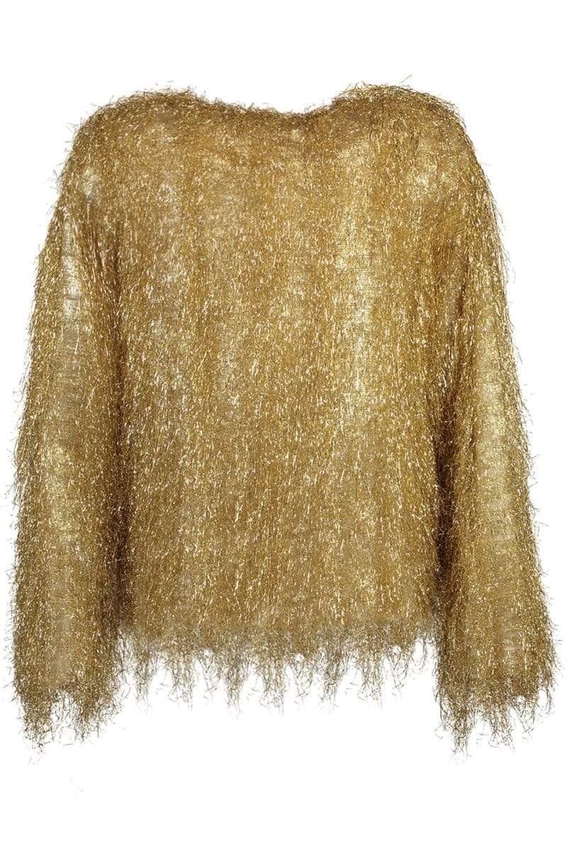 ADAM LIPPES-Lurex Fringe Crewneck Chubby Jacket-