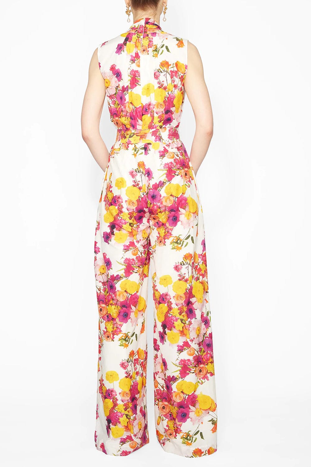 ADAM LIPPES-Sleeveless Belted Jumpsuit-IVO/FLRL