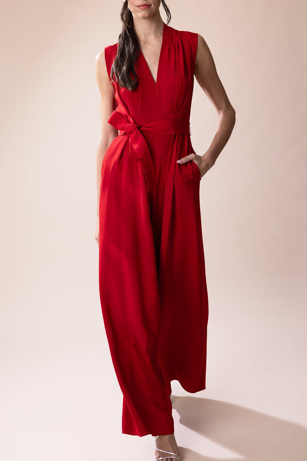 ADAM LIPPES-Nansi Jumpsuit - Vermilion-