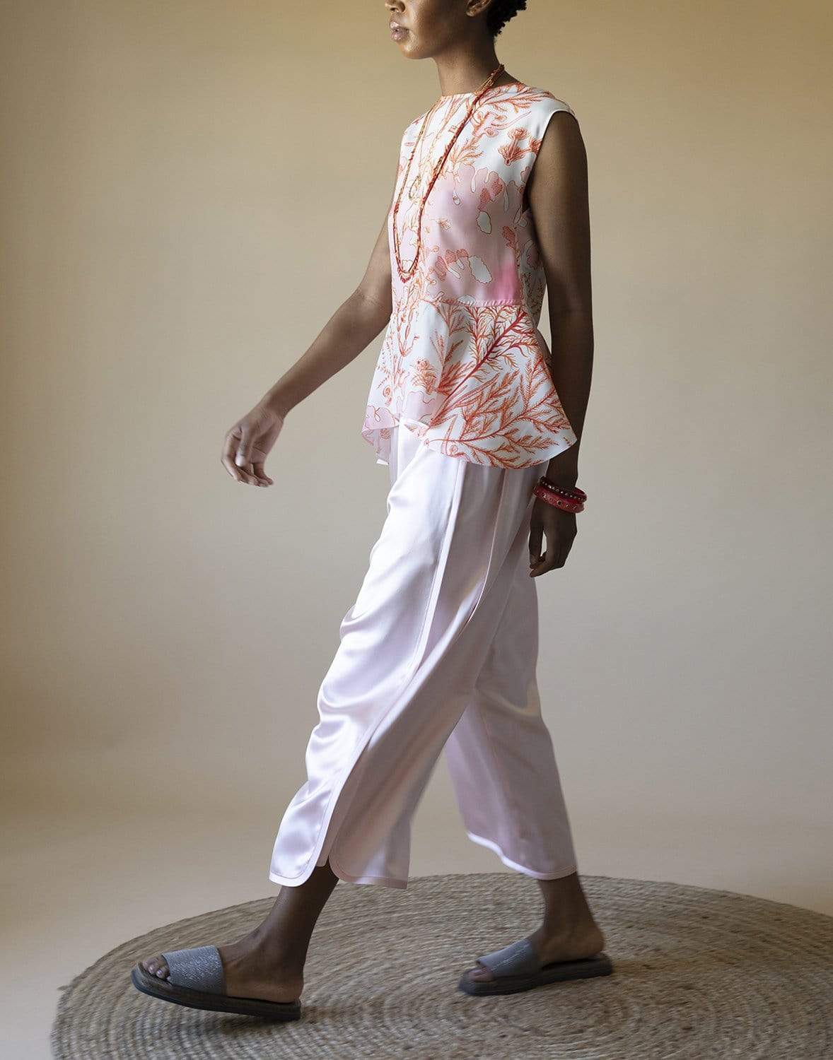 ADAM LIPPES-Blush Silk Charmeuse Track Pant-