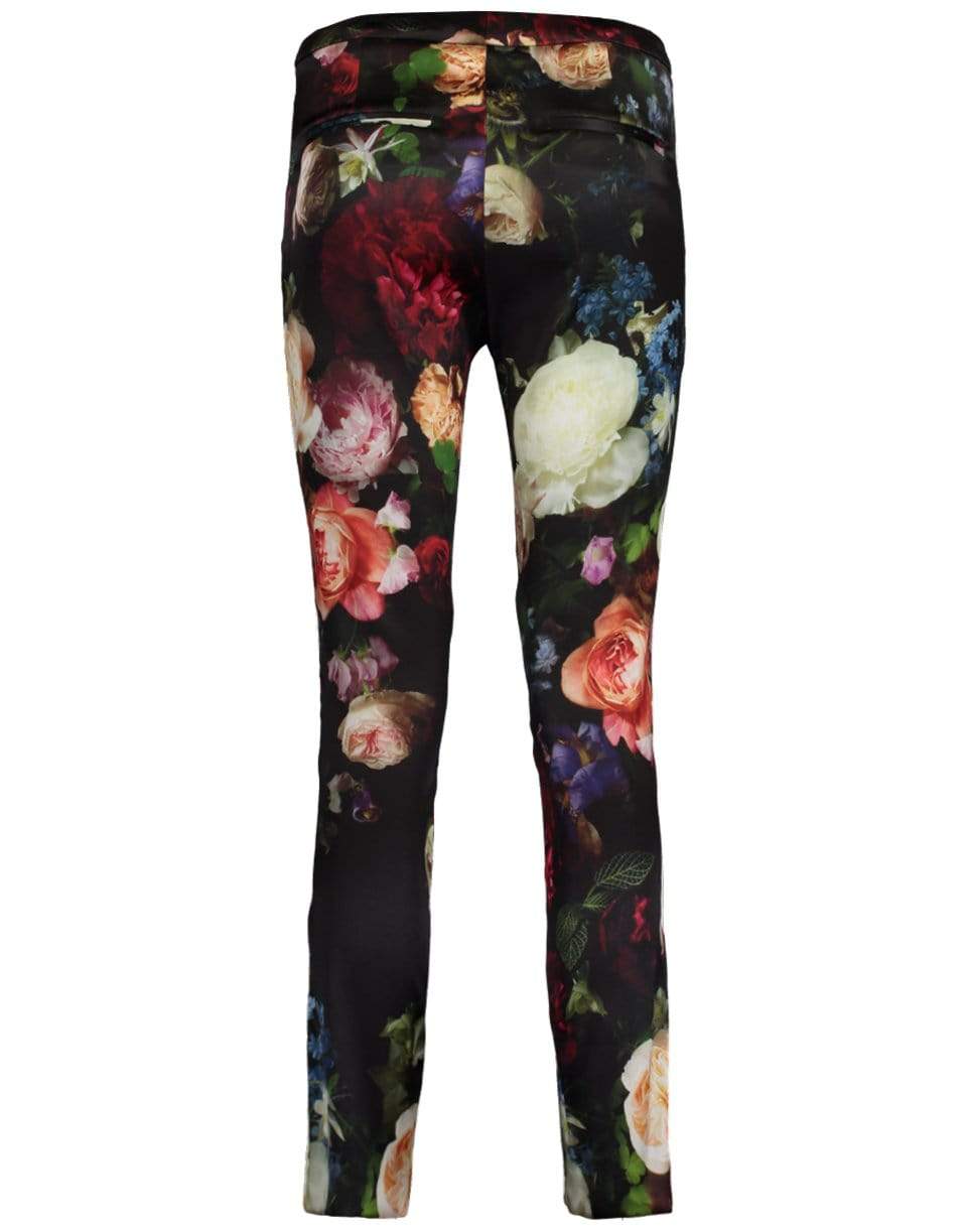 ADAM LIPPES-Floral Print Satin Stretch Cigarette Pant-