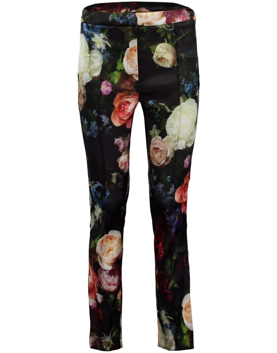ADAM LIPPES-Floral Print Satin Stretch Cigarette Pant-