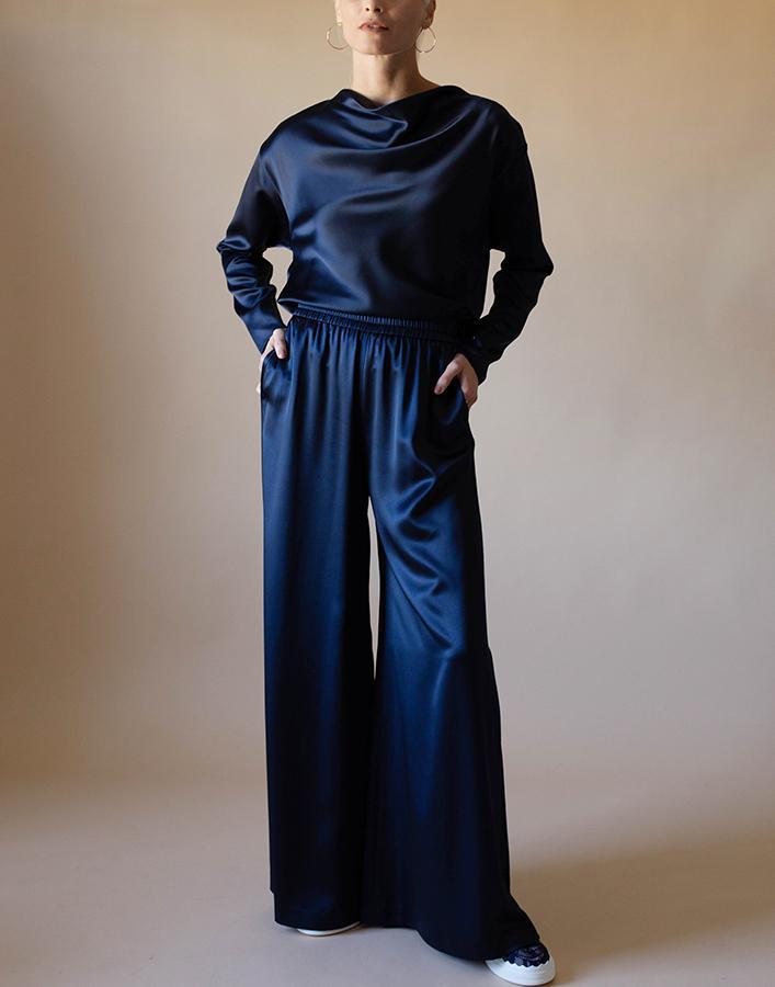 ADAM LIPPES-Silk Wide Leg Sweatpants-