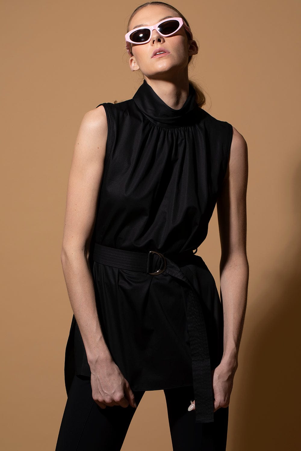 ADAM LIPPES-Belted Turtleneck Top-