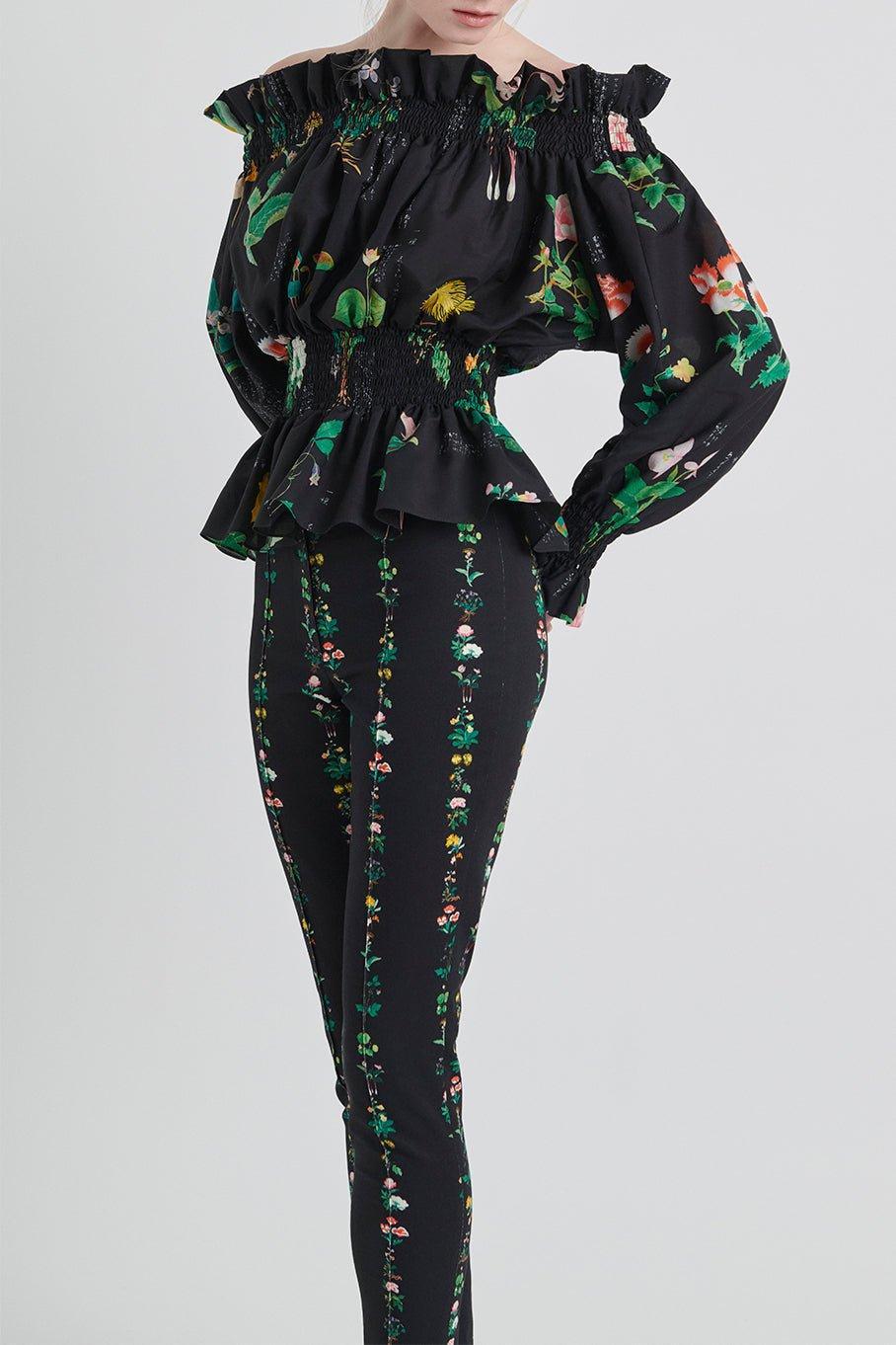 ADAM LIPPES-Printed Smocked Waist Top-