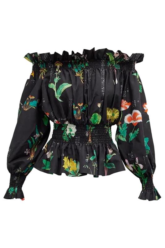 ADAM LIPPES-Printed Smocked Waist Top-