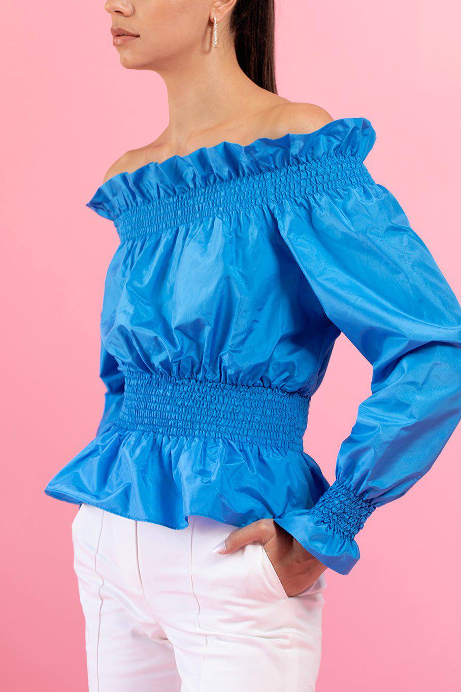 ADAM LIPPES-Smocked Waist Top-