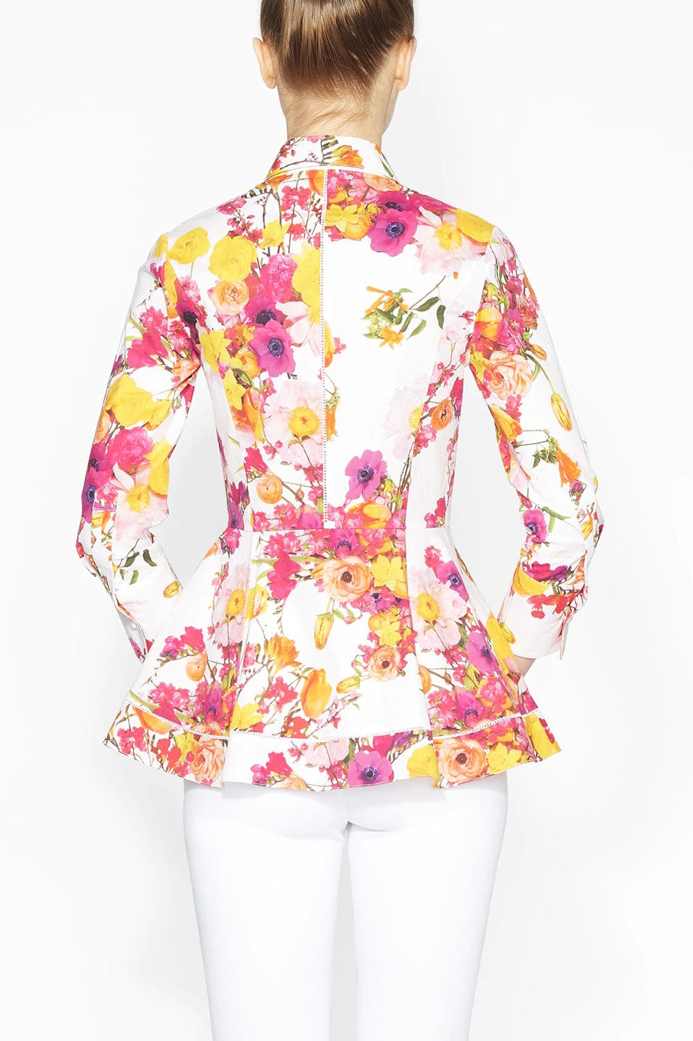 ADAM LIPPES-Three Quarter Sleeve Peplum Shirt-IVO/FLRL