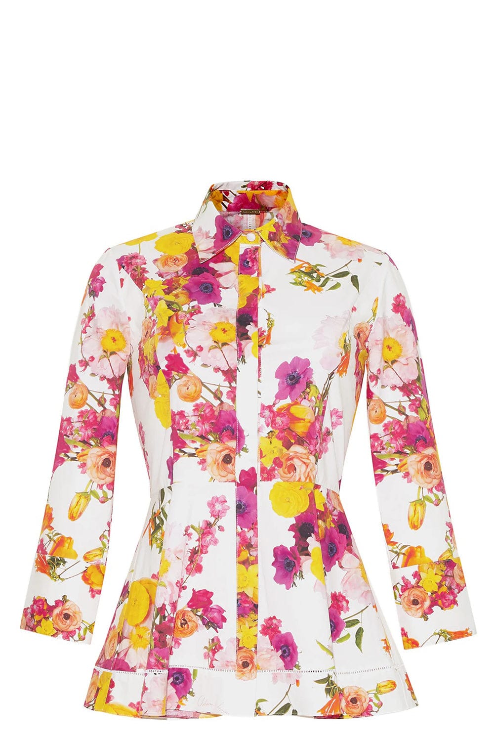 ADAM LIPPES-Three Quarter Sleeve Peplum Shirt-IVO/FLRL