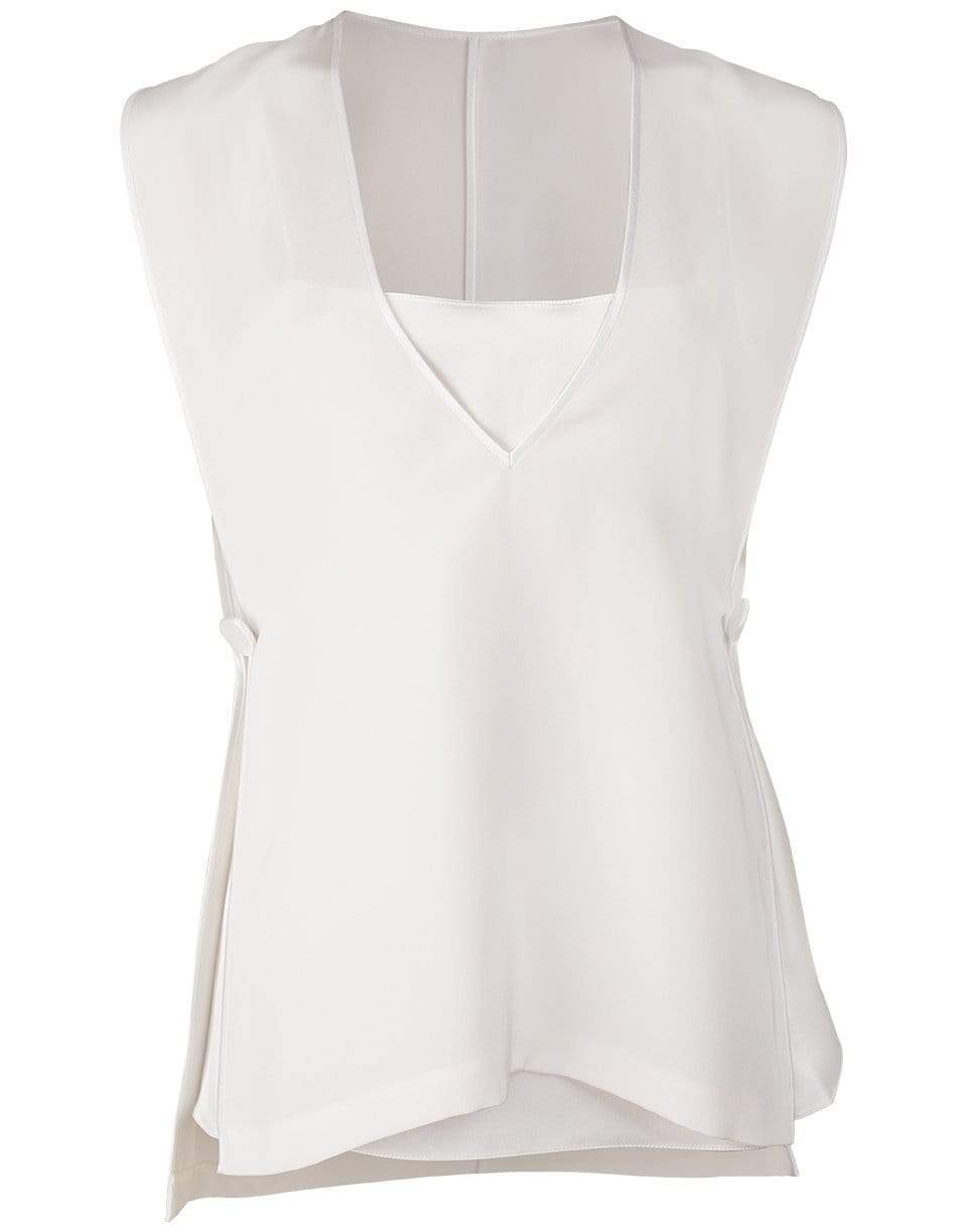 ADAM LIPPES-V-Neck Open Side Silk Top-