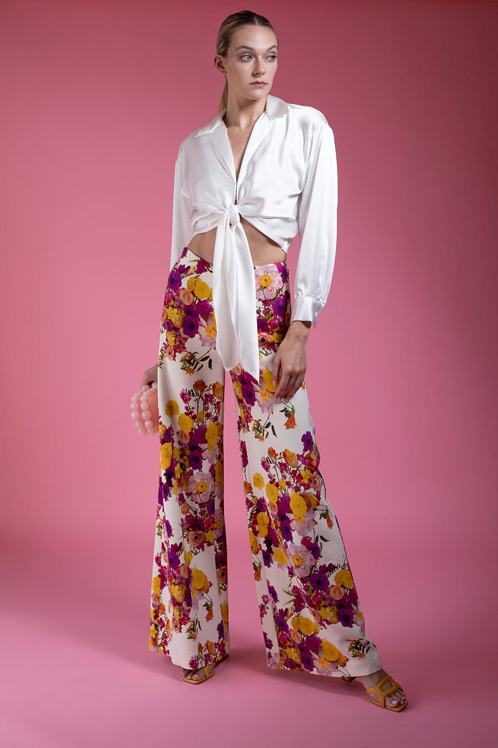 ADAM LIPPES-Front Tie Shirt - Ivory-