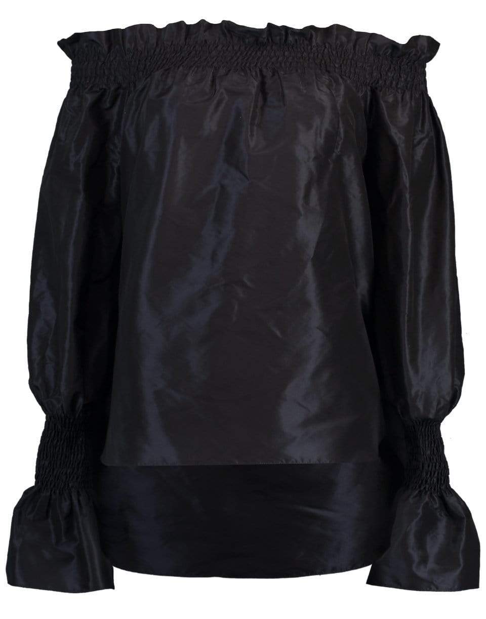 ADAM LIPPES-Off The Shoulder Silk Taffeta Top - Navy-