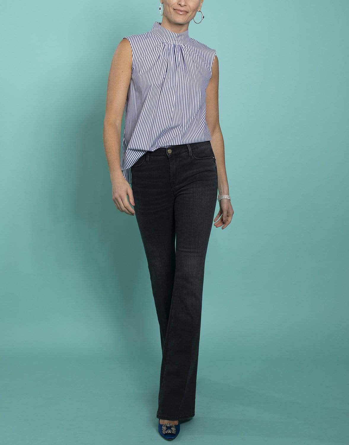 ADAM LIPPES-Sleeveless Shirred Neck Top-