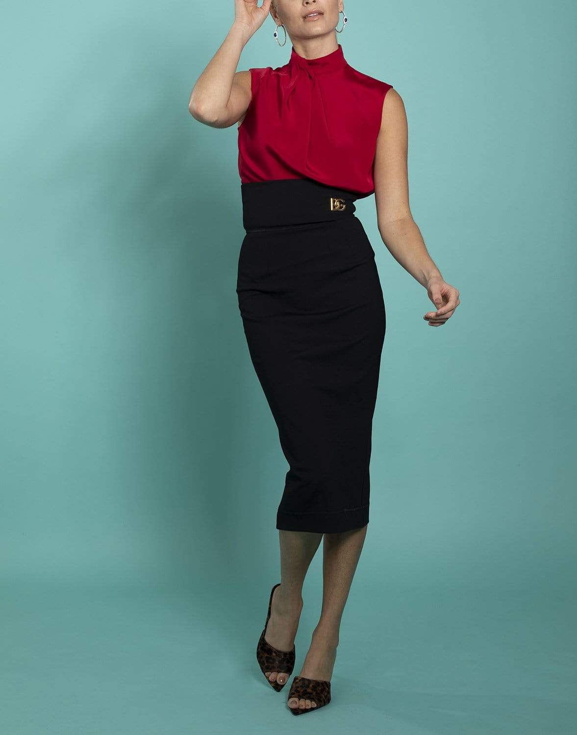 ADAM LIPPES-Sleeveless Gathered High Neck Silk Top-