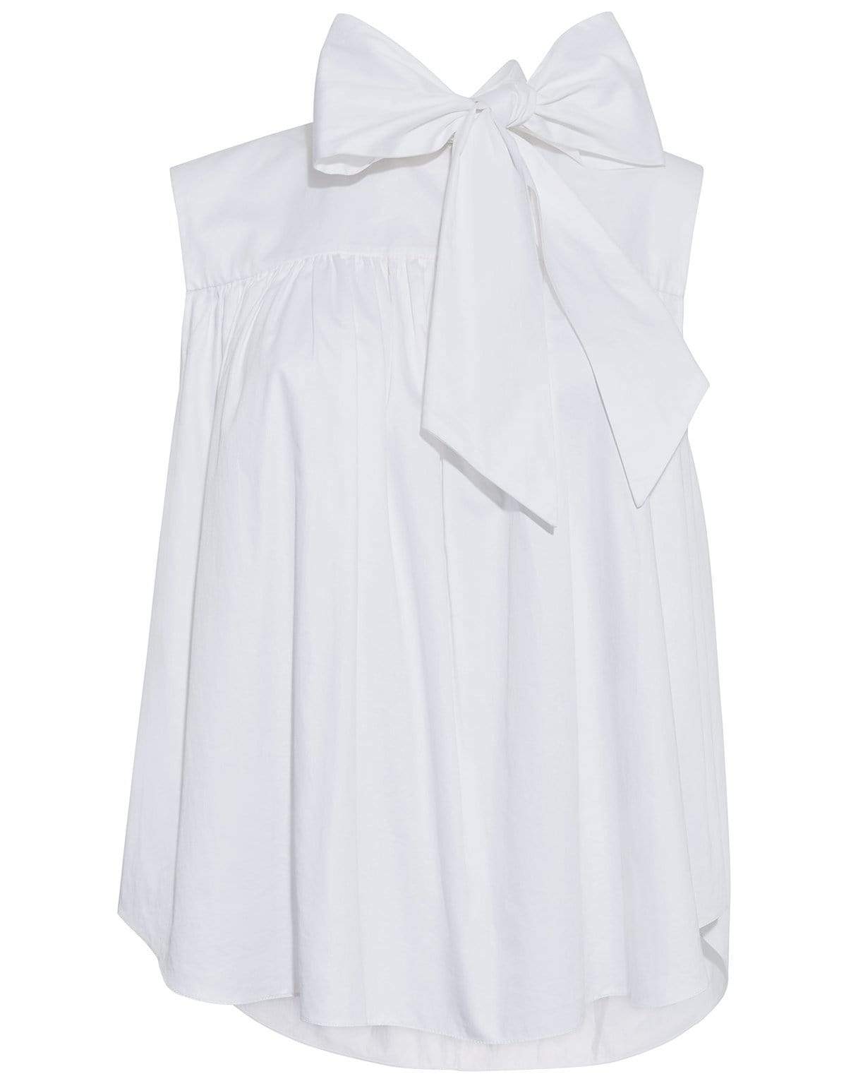 ADAM LIPPES-Bow Neck Tie Shirred Poplin Top-