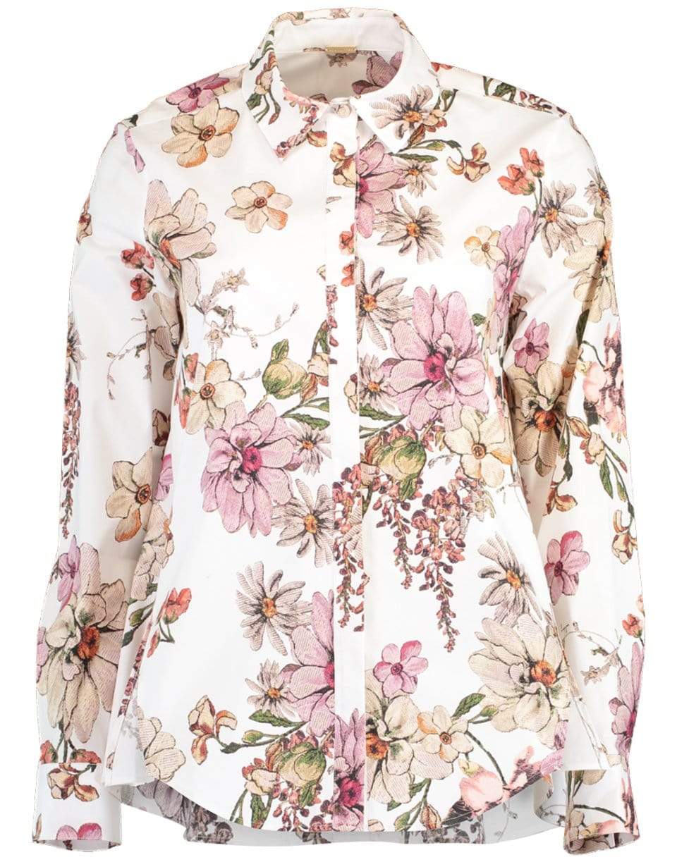 ADAM LIPPES-White Floral Print Shirt-