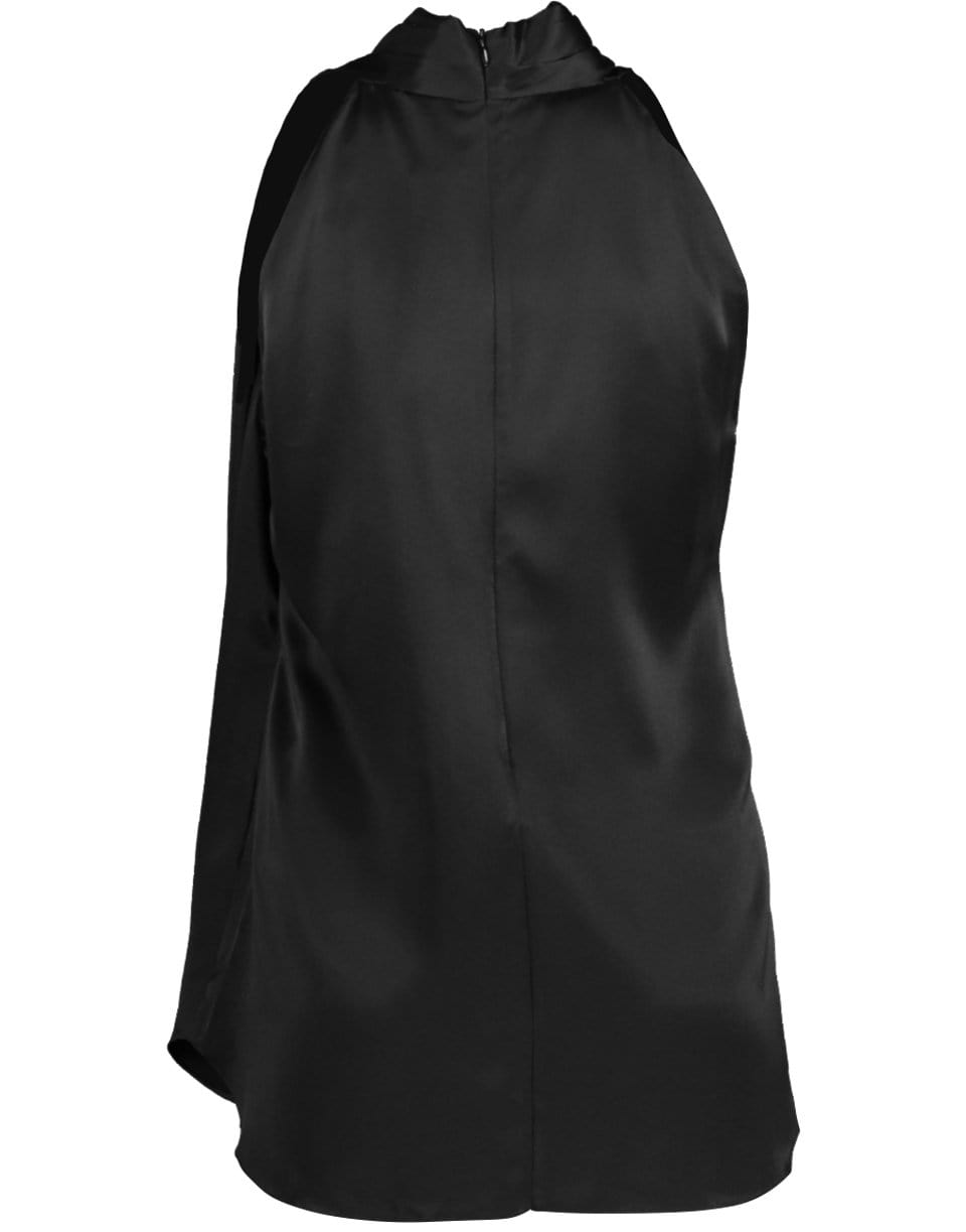 ADAM LIPPES-Sleeveless Charmeuse Draped Neck Top-BLACK