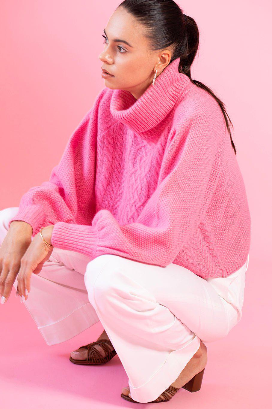 ADAM LIPPES-Cable Knit Turtleneck Sweater-