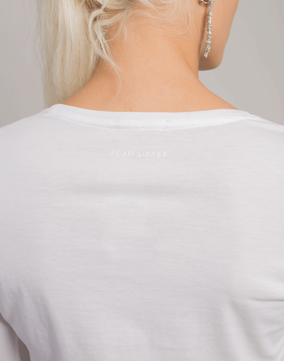 ADAM LIPPES-White Long Sleeve Crewneck T-Shirt-