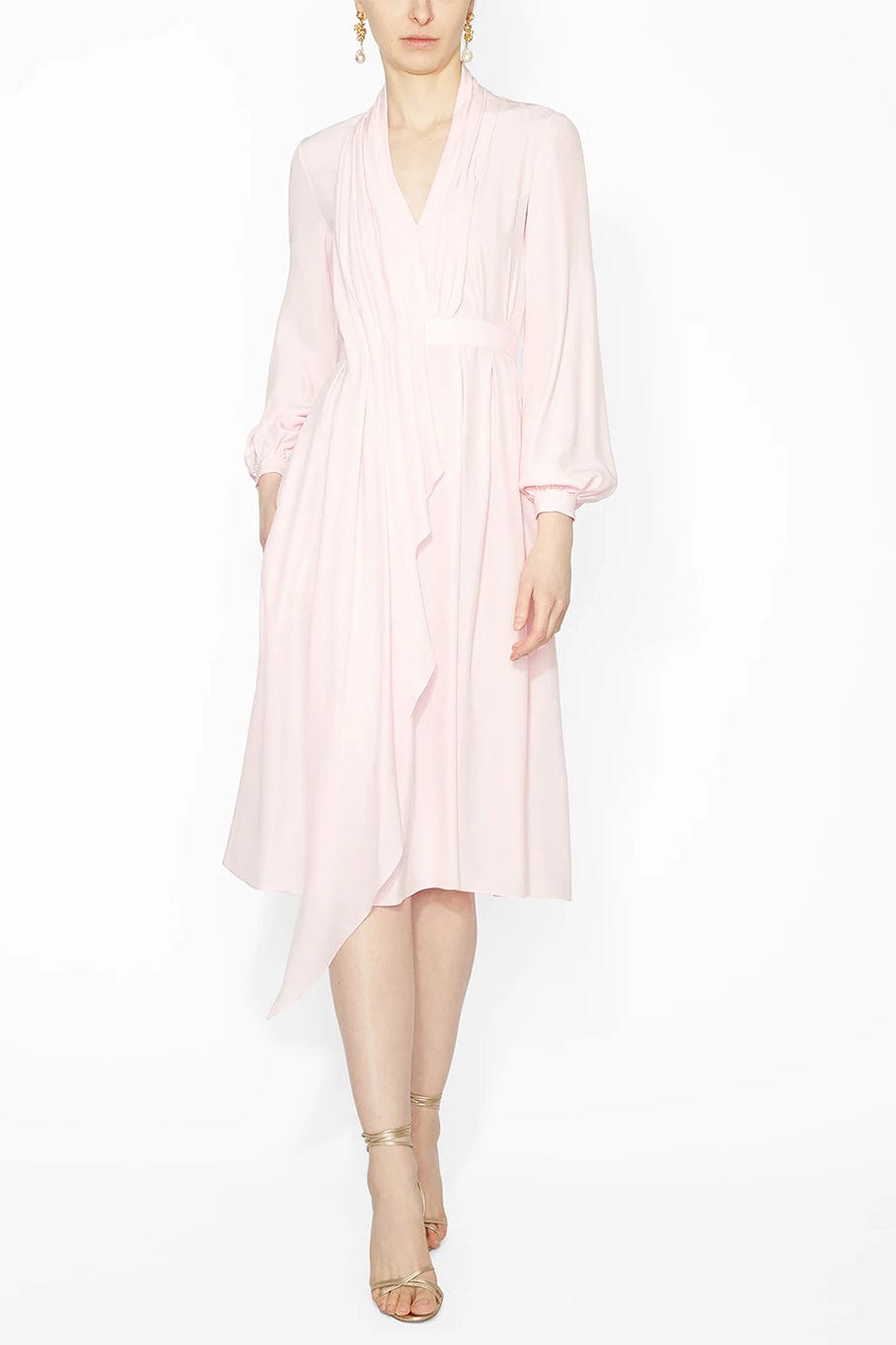 ADAM LIPPES-Long Sleeve Drape Dress-