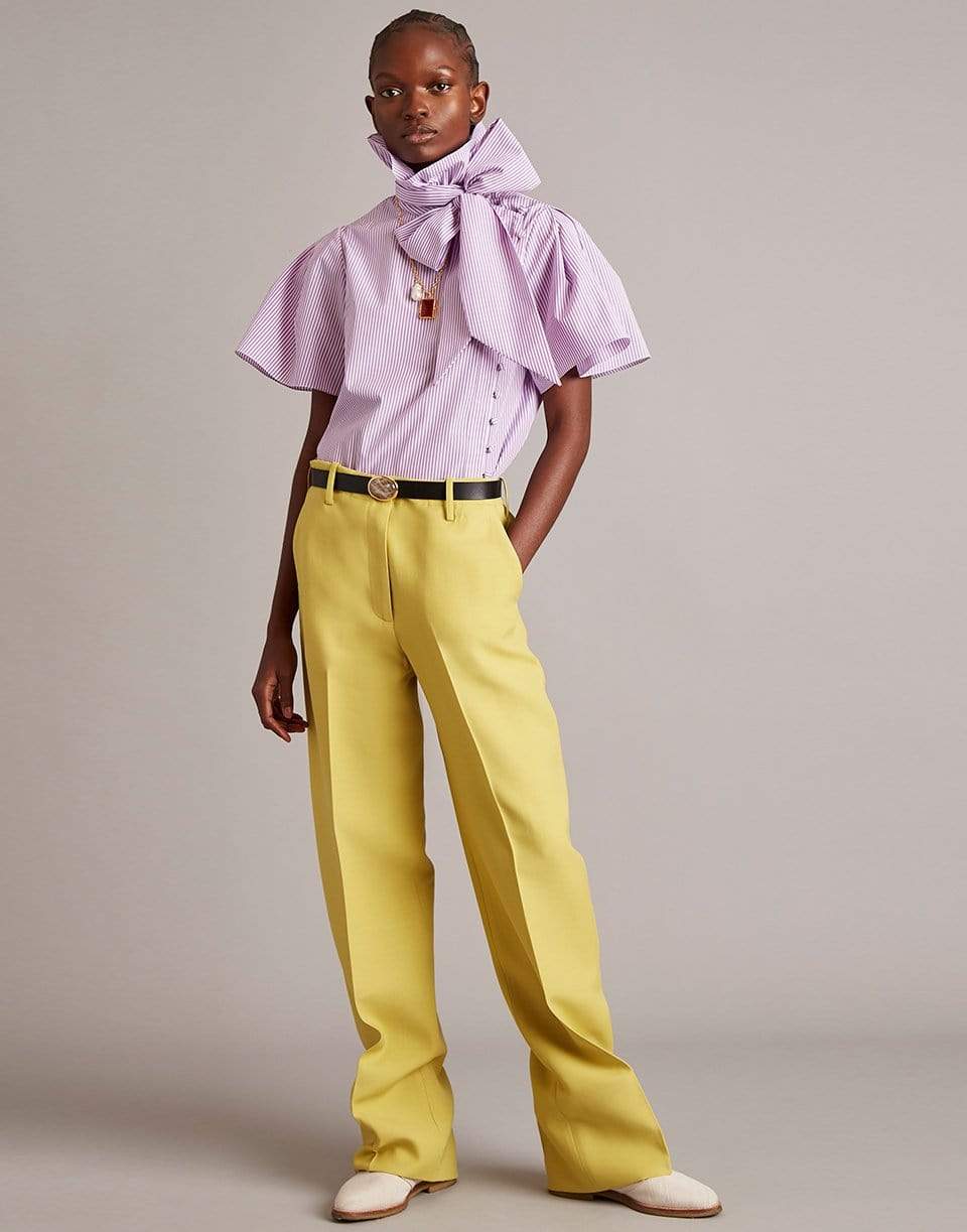 ADAM LIPPES-Short Sleeve Bow Neck Blouse-